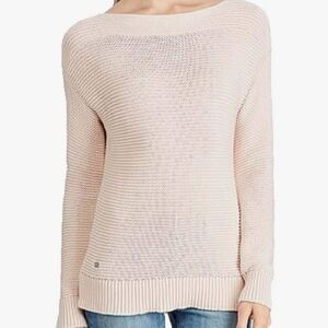 Ralph Lauren Pink Boat Neck Sweater with Ribbed Texture Sz XXL